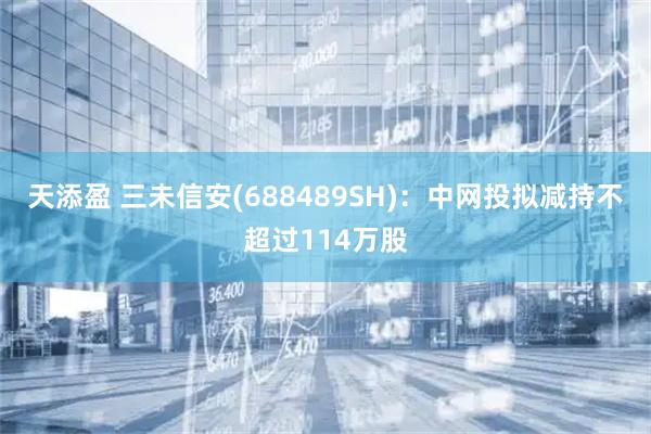天添盈 三未信安(688489SH)：中网投拟减持不超过114万股